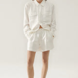 Twill Slouch Shorts White
